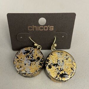 NWT Chicos Gold and Black Round Earrings